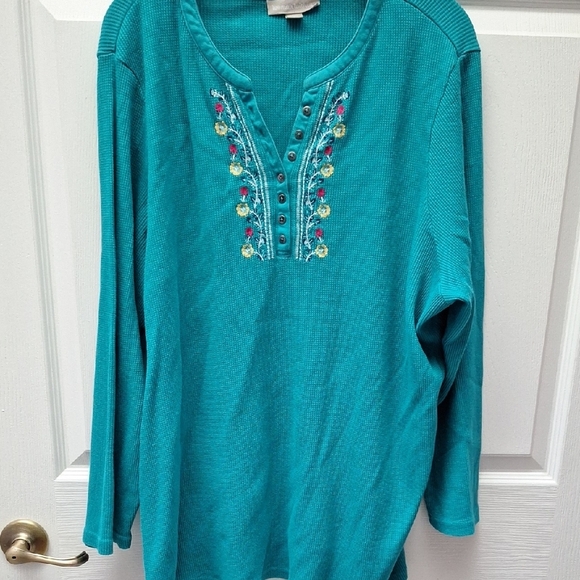 e Woman Within Blue Embroided Top 2X - Picture 1 of 5
